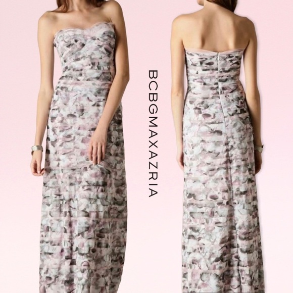 BCBGMaxAzria celeb favorite floral tiered tulle strapless gown *Shop@iamwarrior - Picture 3 of 16